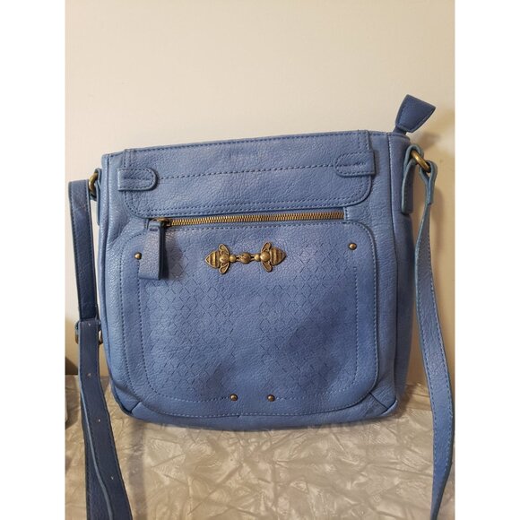 Blue Nica Shoulder Bag with Front Zipper Large Back Pocket Y2K - Picture 7 of 10